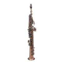 red bronze straight bb soprano saxophone lacquered gold carve pattern woodwind instrument with case reed cleaning brush cloth