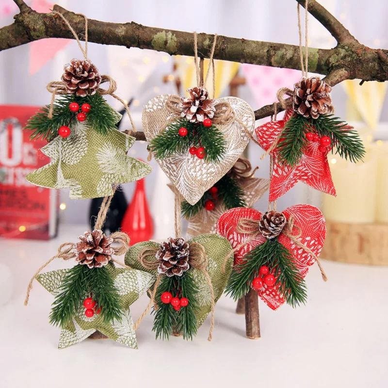 3 шт./компл. Рождество сосновая шишка украшение в форме сердца звезды
