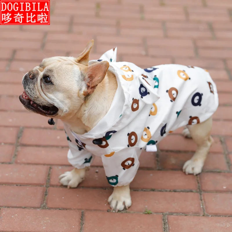 

Дождевик с французским бульдогом, щенки, водонепроницаемая одежда с медведем, одежда для собак на весну и осень, тонкая секция, летняя одежд...