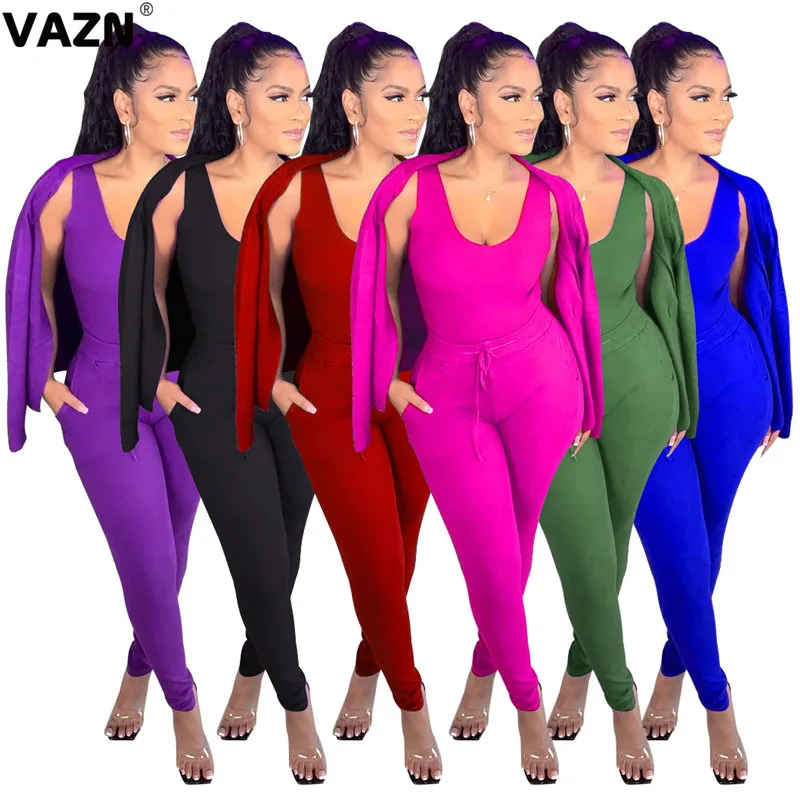 Женский костюм тройка с длинным рукавом и круглым вырезом 6 цветов| |