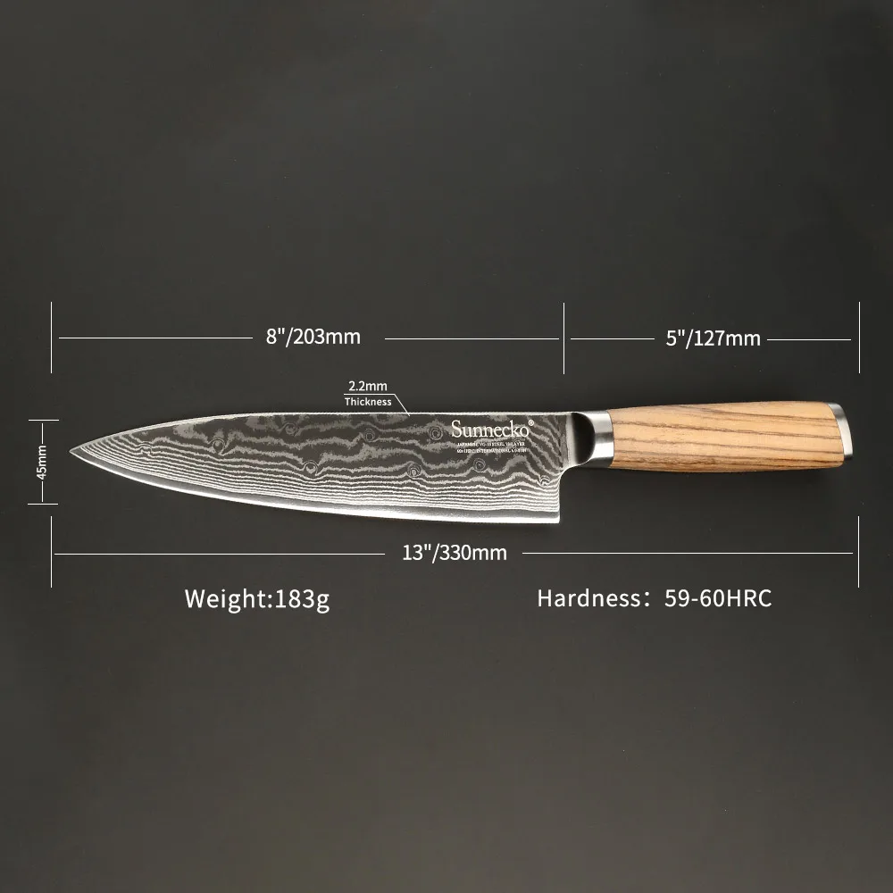 SUNNECKO дамасский нож шеф-повара для нарезки овощей японский VG10 стальной 3 шт.