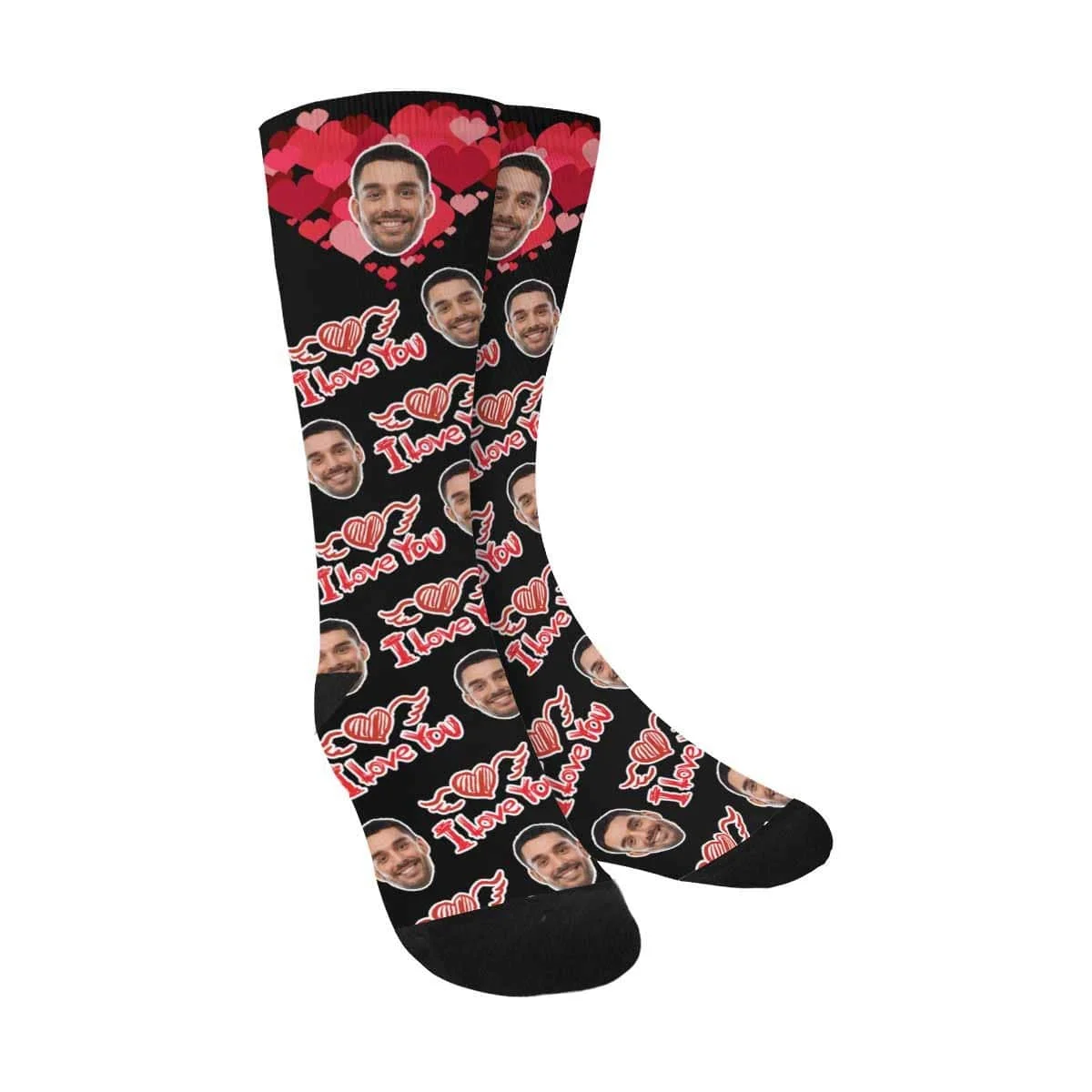 

Custom Face I Love You Sublimated Crew Socks