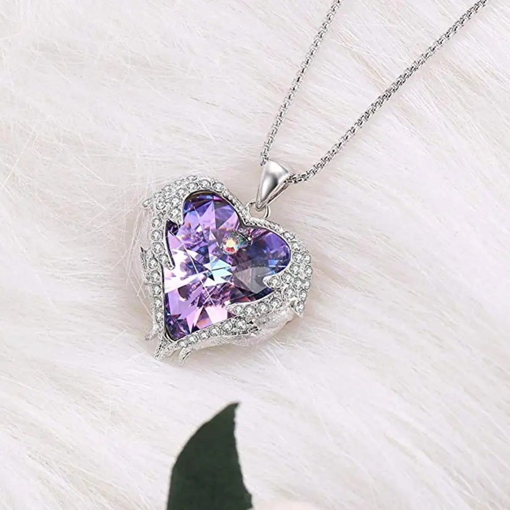 Ожерелье в форме сердца океана Хрустальная цепочка для ключицы кулон пары