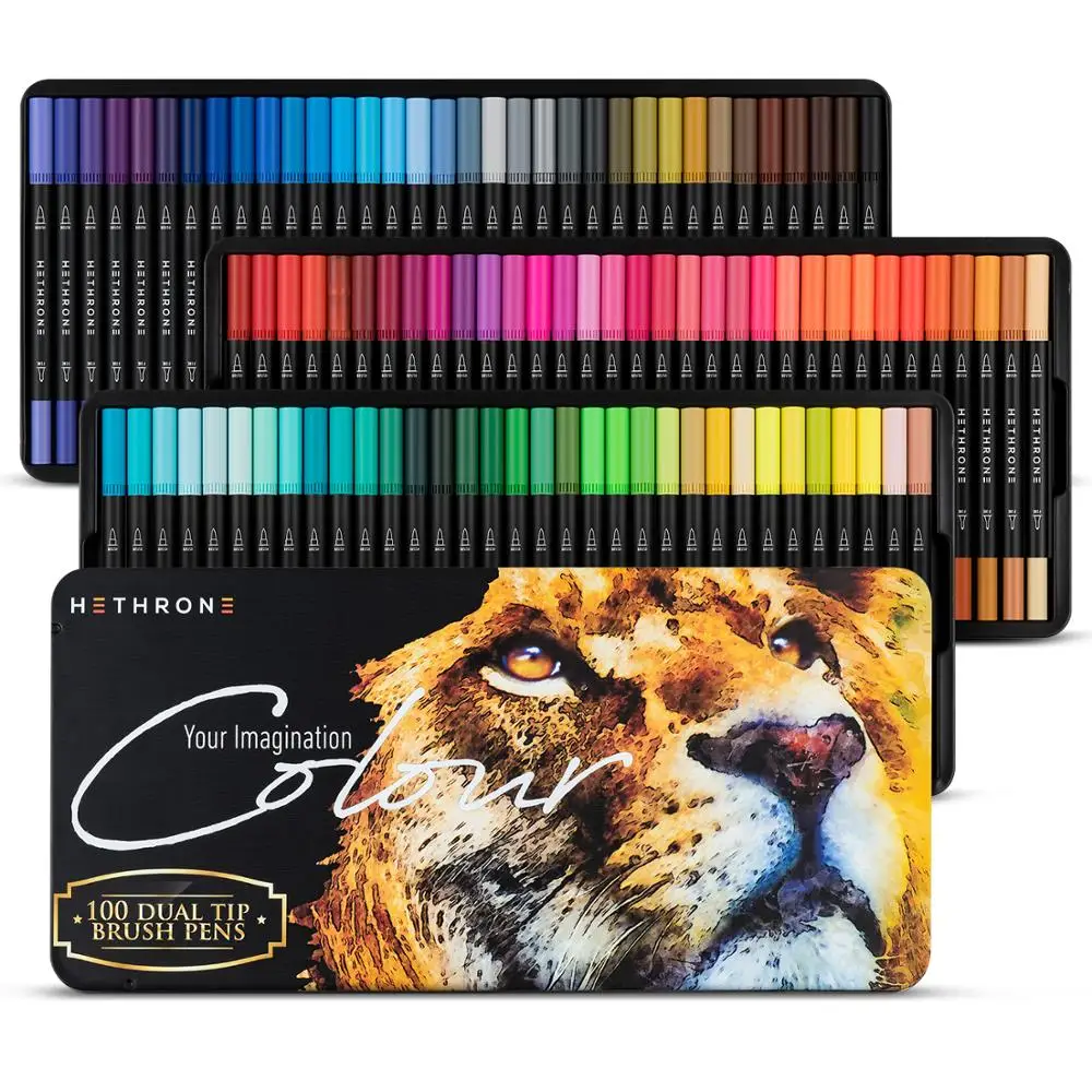 Hethrone 100 шт. двойная головка FineLiner Рисование художественные Маркеры Ручка