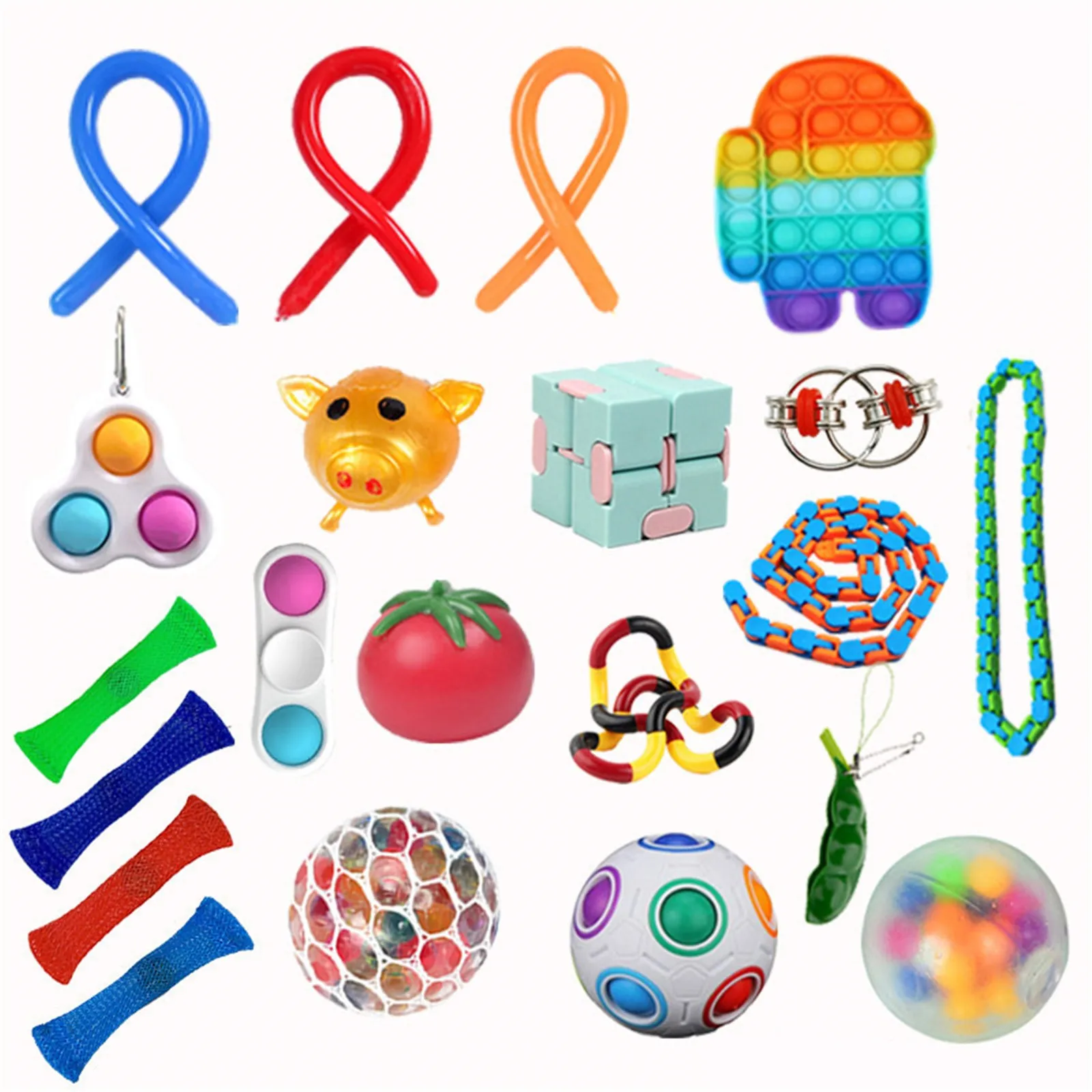 

Push Bubble Fidget Toys Anti Stress Set Strings Relief Adults Children Sensory Squishy Antistress Relief Anti Stress Figet