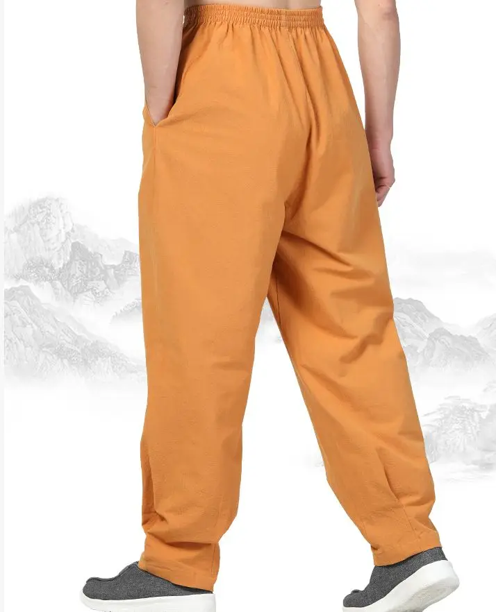 Лето и весна 100% хлопок буддизм дзен брюки Будда леи медитация шаолин монах Кунг