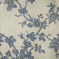 vintage blue flower professional printing and dyeing linen fabric pillow sofa table cloth curtain linen fabric