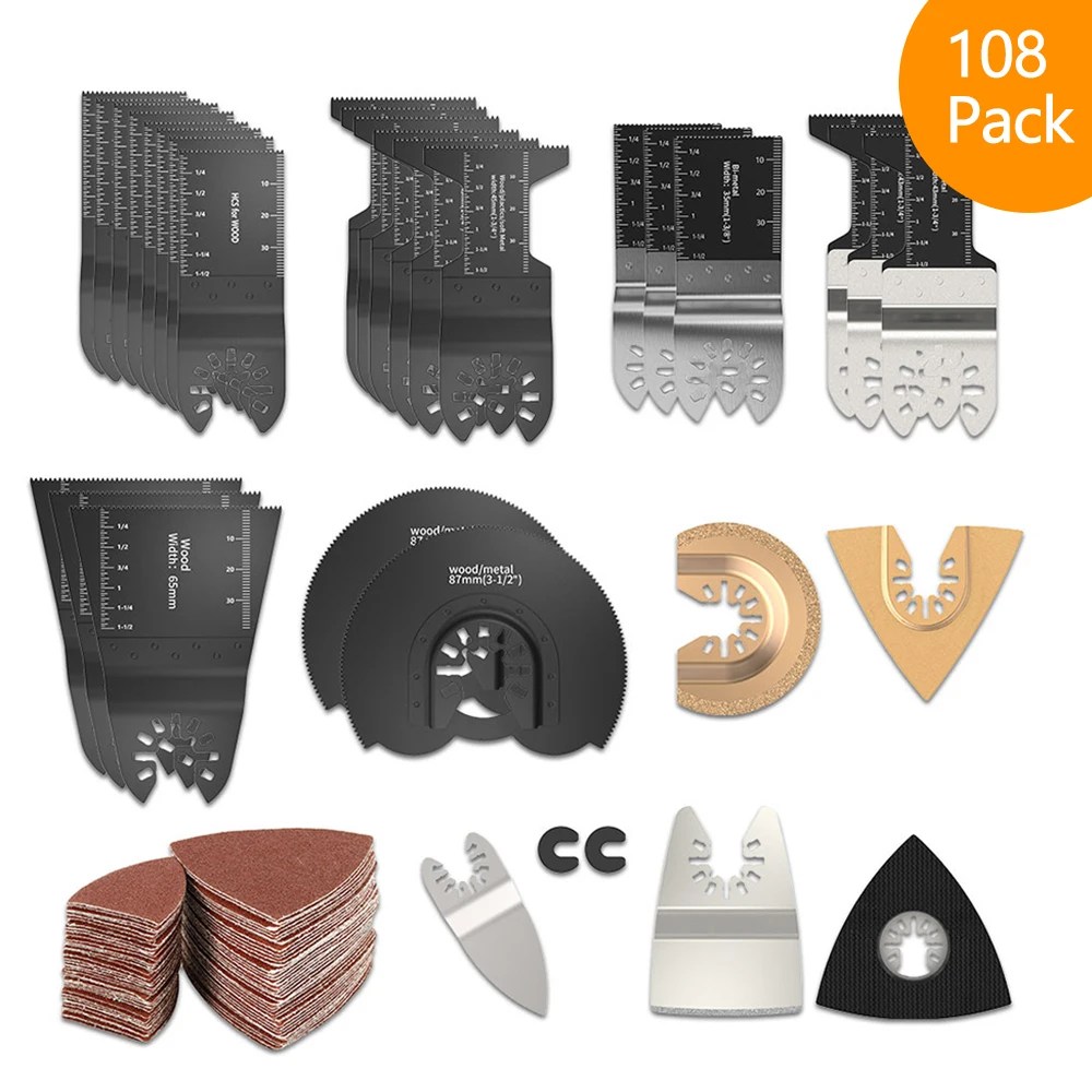 

108pcs Self-adhesive Sandpaper Triangle Sander Sand Paper Hook Loop Sandpaper Disc Abrasive Tools for Polishing Grit 60-320