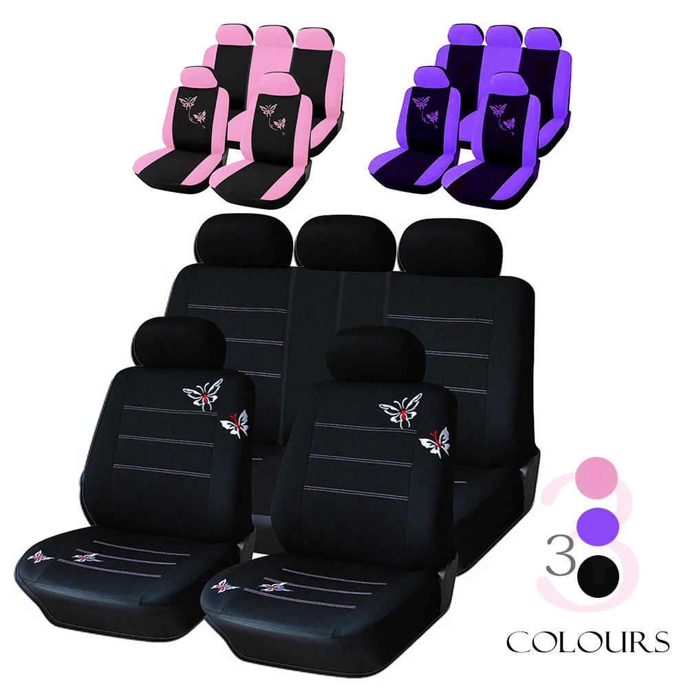 

New Handmade butterfly embroidery Car Seat Cover 100% Breathable Washable fit most automobile such for Kia Ford Hyundai