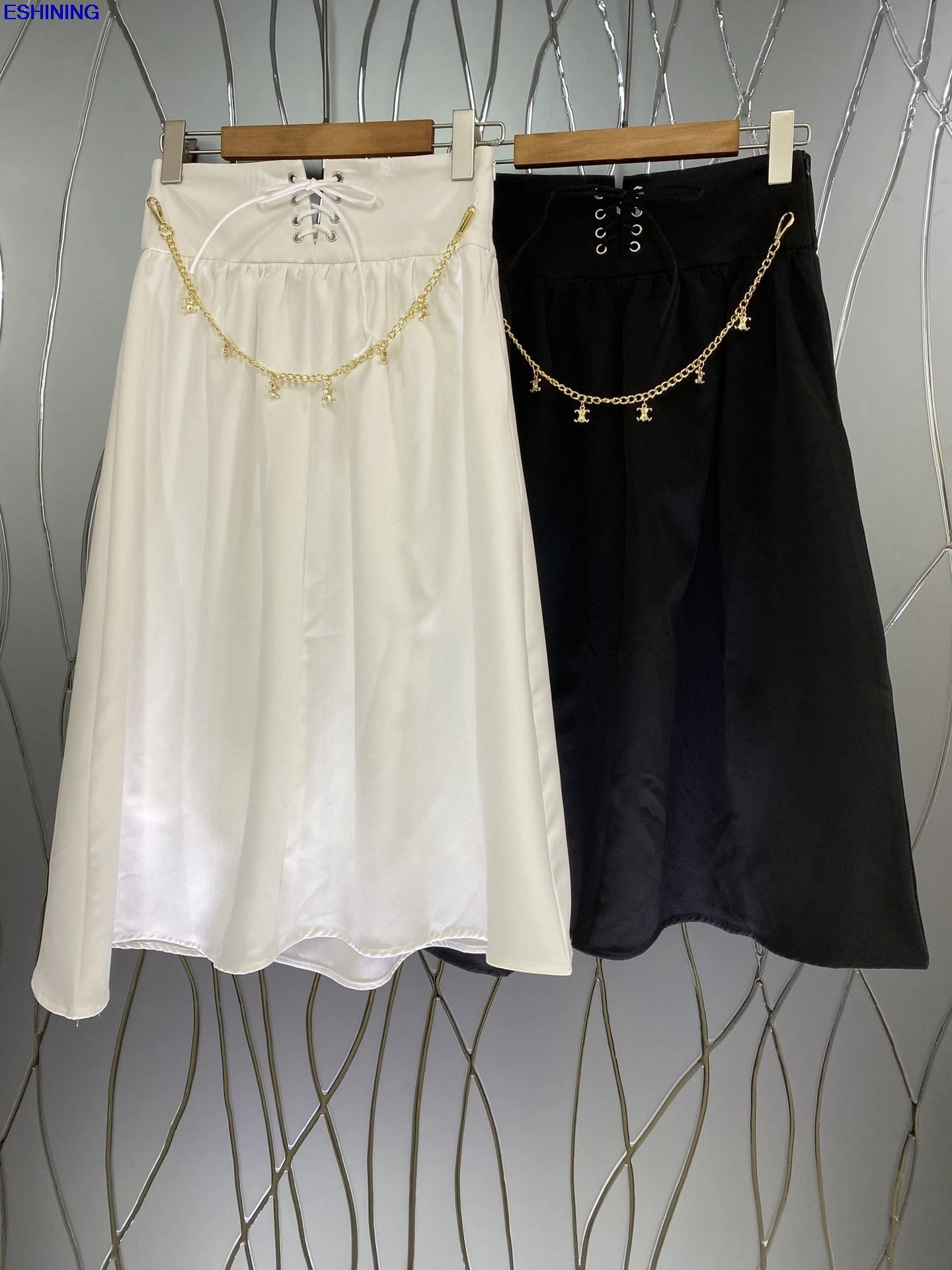 

Новинка лета 2021 года, юбка-трапеция в студенческом стиле с цепочкой и завышенной талией, юбка большого размера