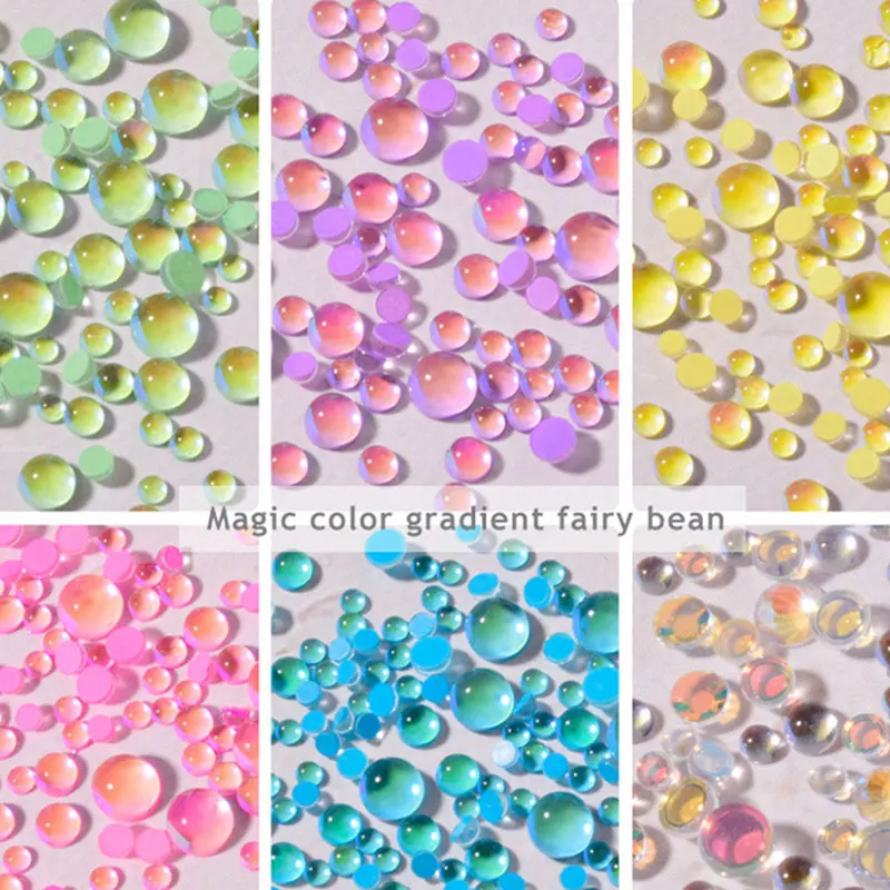 

3D Mixed Size Mermaid Round Glass Crystal Beads Nail Art Rhinestones Candy Colors AB DIY Flatback Acrylic Stones Decorations