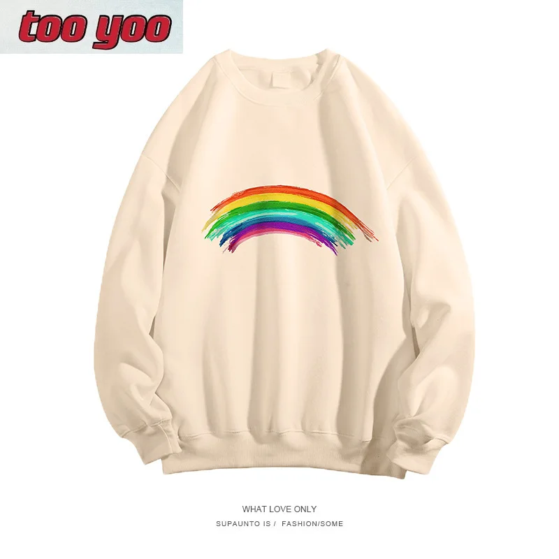 

Spring Ins Hong Kong Style Thickened Rainbow Sweater Men's Korean-Style Trendy All-Matching BF Loose Casual Outdoor Top