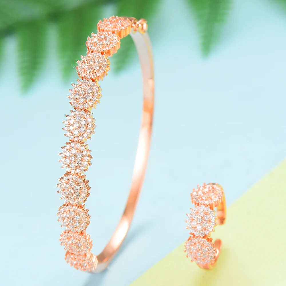 

GODKI Luxury Round Bangle Ring Sets Cubic Zirconia CZ Dubai Bridal Jewelry Sets For Women Wedding brincos para as mulheres 2020