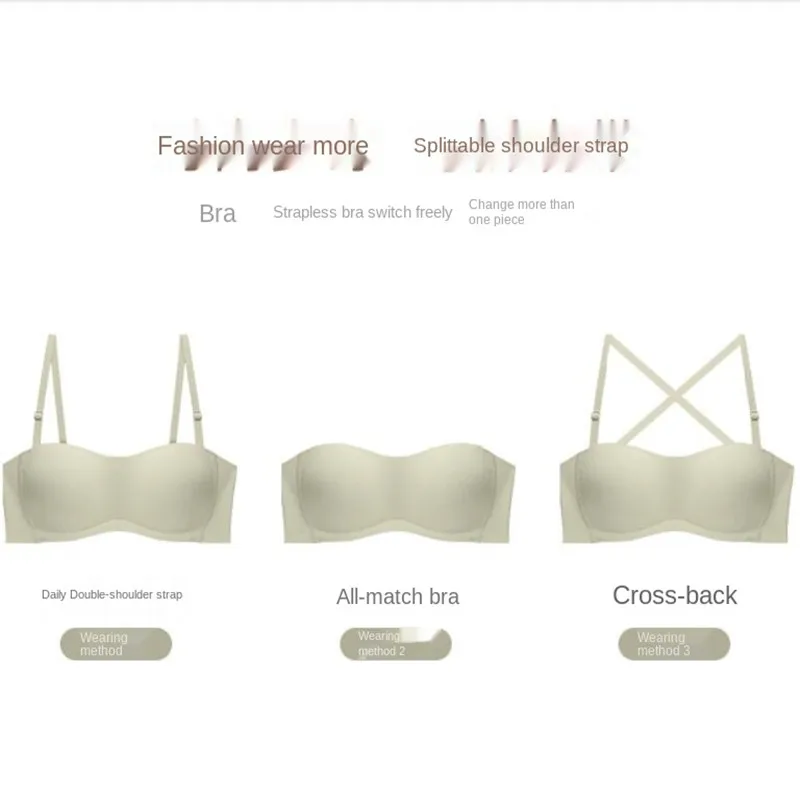 

2PC Sexy Women Black Thin Tube Tops Fashion Underwear Women Invisible Bra Bandeau Top Off Shoulder Ladies Intimates Clothes Top