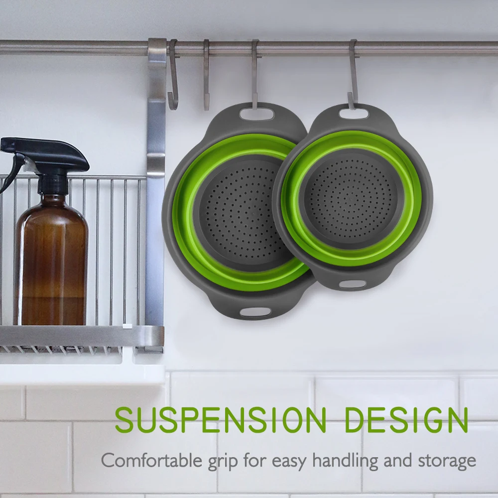 Складная Силиконовая сливная корзина дуршлаг для мытья овощей и фруктов