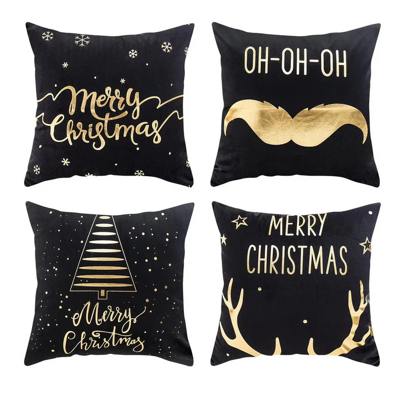 Чехол для подушки Merry Christmas черный чехол с принтом из золотой фольги декоративные