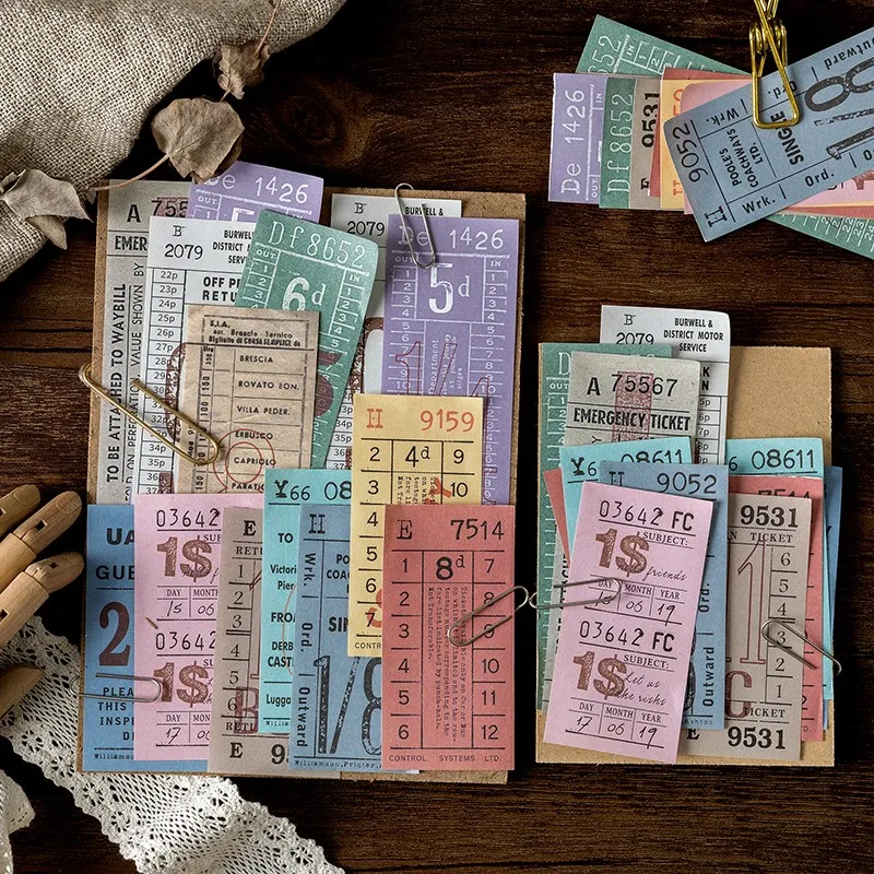 100 Pcs/Set Retro Ticket Series Self Adhesive Memo Pad Sticky Notes School Office Supplies Notepad Label | Канцтовары для офиса и