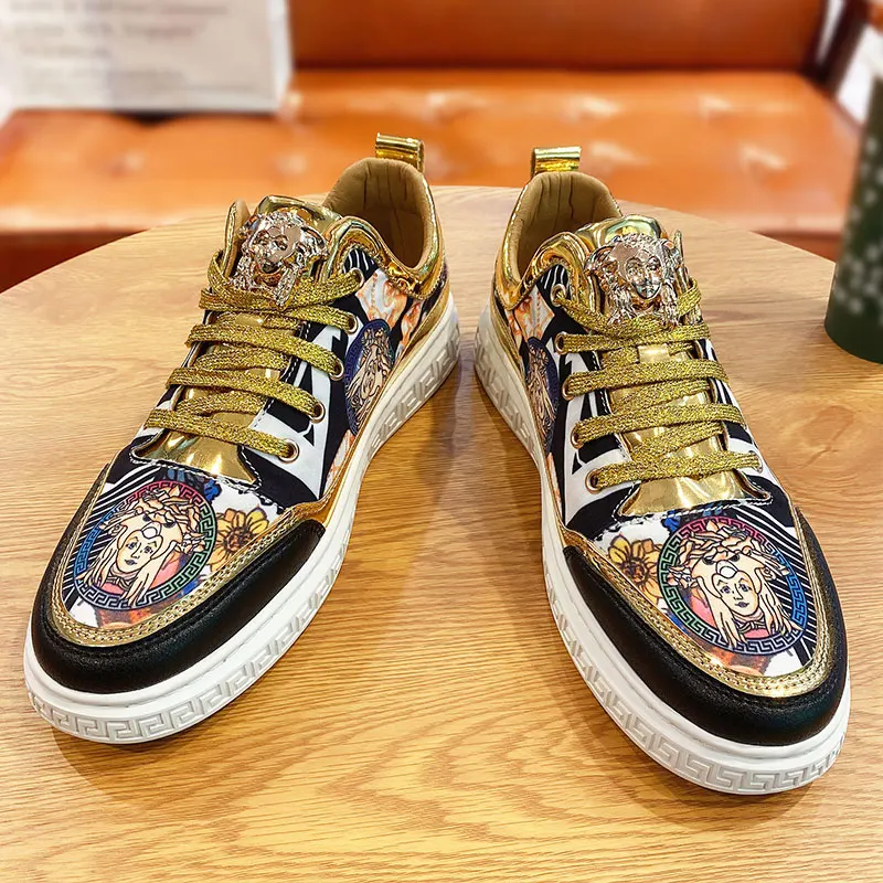 

High quality luxury brand printed men's shoes men's casual flat shoes gentleman fashion luxury party trend shoes large size