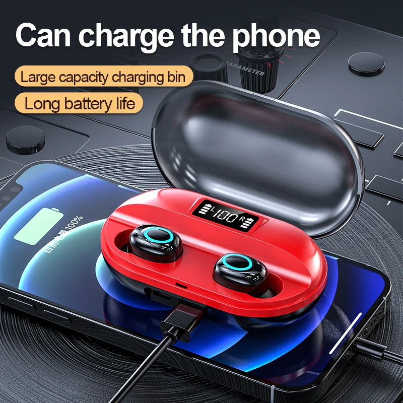 

Bluetooth 5.0 Tws Headphones Wireless With Microphone 9D Stereo Earphones and Headset Waterproof for Cell Phone Handfree EarBuds