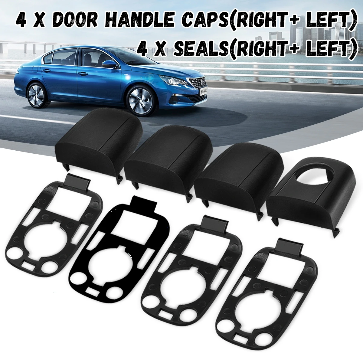 Черный L & R дверной замок с ручкой Крышка Чехол отделка прокладкой w/уплотнения