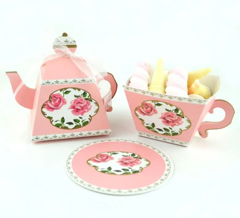 1pinkSet 1 шт., подарочная коробка в форме чашки для чая, Подарочная коробка для чая, вечерние коробки для конфет - Цвет: 1pinkSet