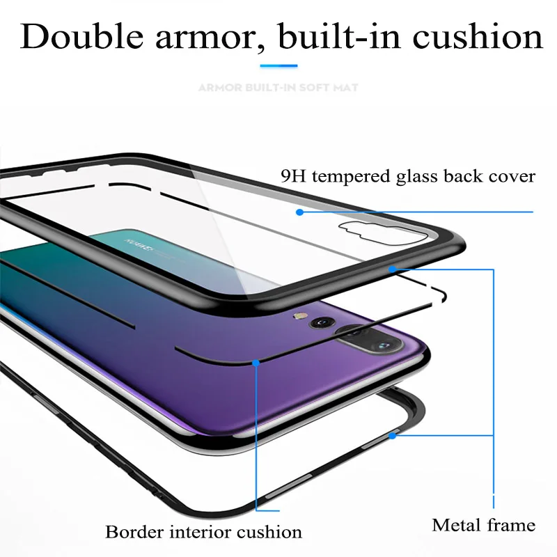 Магнитный адсорбционный металлический чехол для huawei mate 30 20 10 Pro 20X5G Y9 Y5 P Smart Honor 20 Pro 10 Lite 8X чехол для телефона