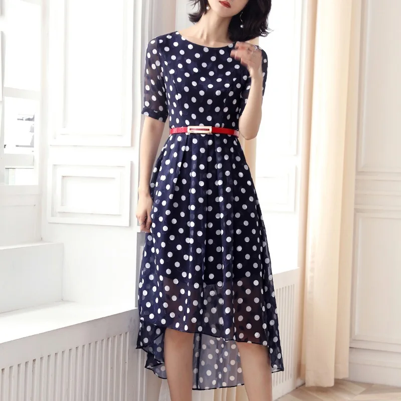 Летнее платье в горошек для женщин модное элегантное миди вечеринки пляжные