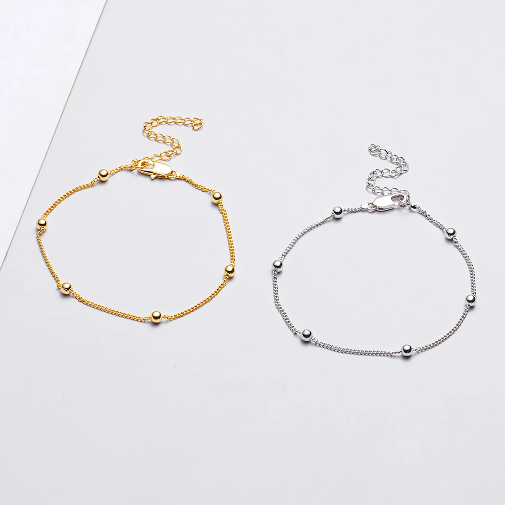 5pcs/lot Brass 1.2mm Thickness Bead Chain Bracelets For Women Men DIY Handmade Jewelry Making 16+5cm |