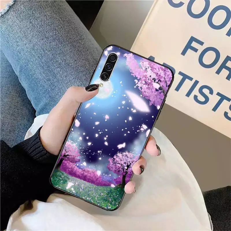 

Pink anime Cherry Blossoms pattern Phone Case For Samsung galaxy A S note 10 7 8 9 20 30 31 40 50 51 70 71 21 s ultra plus