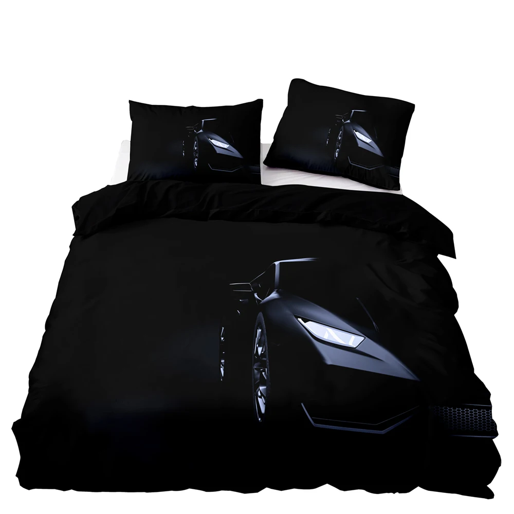 

3D Low-key Sports Car Pattern Duvet Cover Set With Pillowcase, 245x210 Quilt Cover,228x228 Blanket Cover,Black King Bedding Set