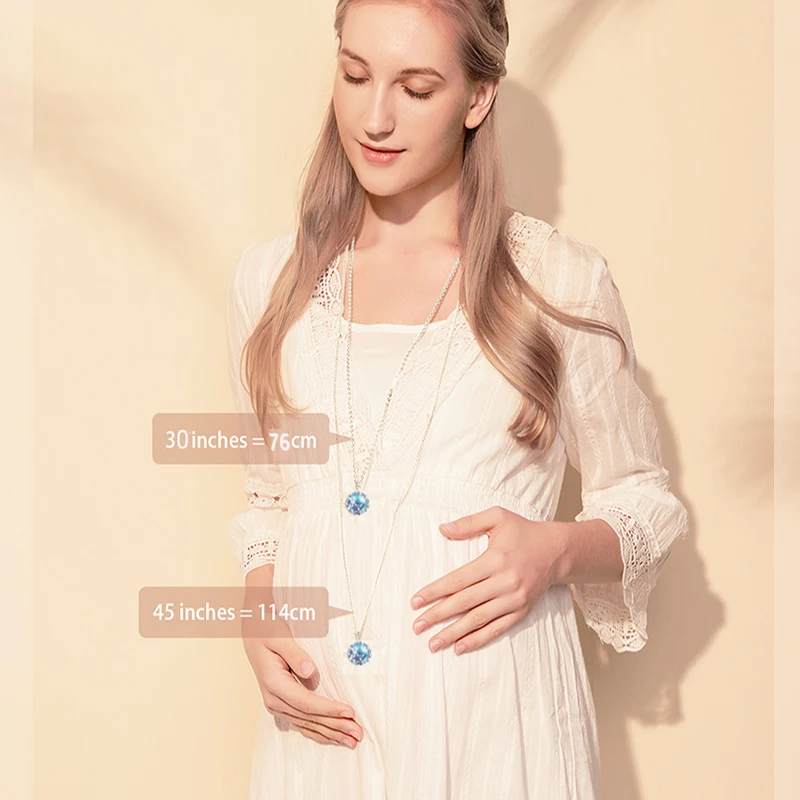 Ожерелье с подвеской EUDORA 20 мм синим фианитом звездочкой шаром в форме