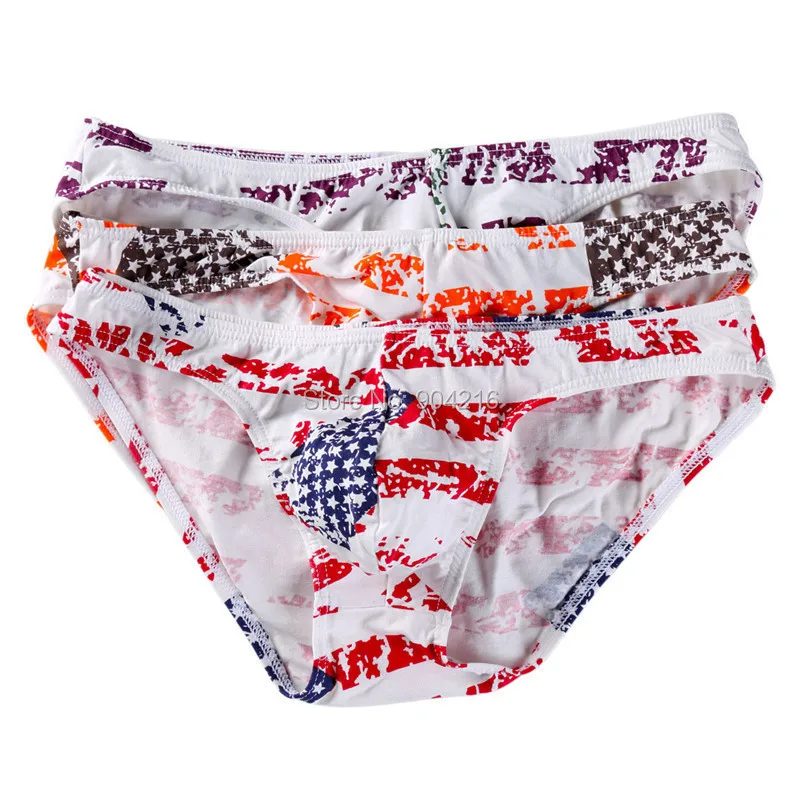 3 шт. нижнее белье мужские бикини полосатый флаг трусы U выпуклая сумка низкая