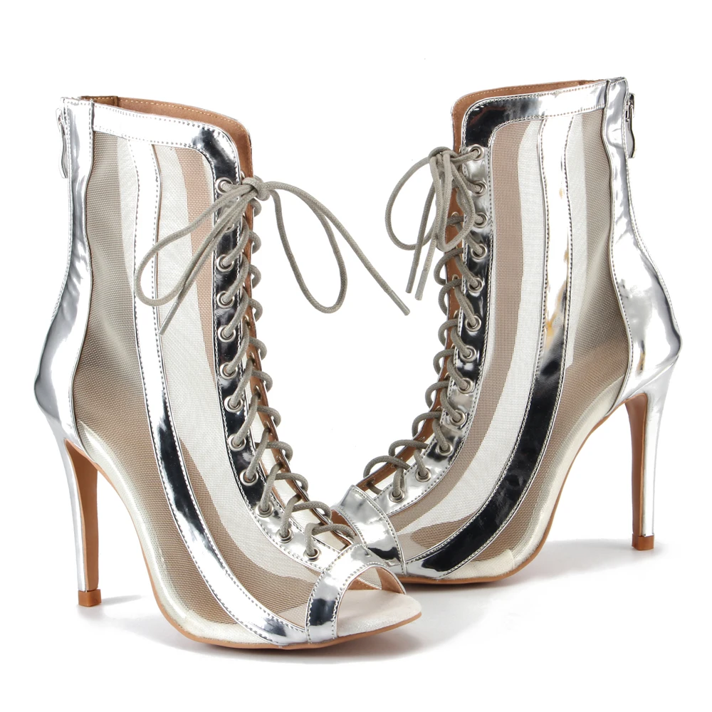 ProDancer женские 4-дюймовые туфли с открытым носком на шпильках ботильоны шнуровке