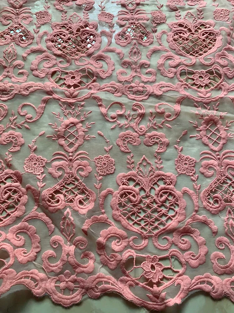 

French Net Lace Fabric CD10 embroidered elegant flowers pattern women dress organza fabric wholesale price Tulle Lace Fabric