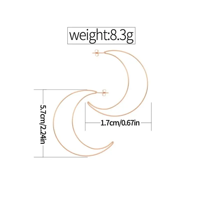 

Minimalism Large Hollow Crescent Moon Stud Earrings For Women Fashion Earring Jewelry