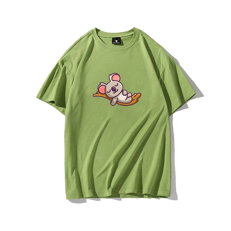 

2021 Summer Koala Cartoon T-shirt Women's Top Korean Kawaii Round Neck Harajuku Casual Cotton Short Sleeve Shirt