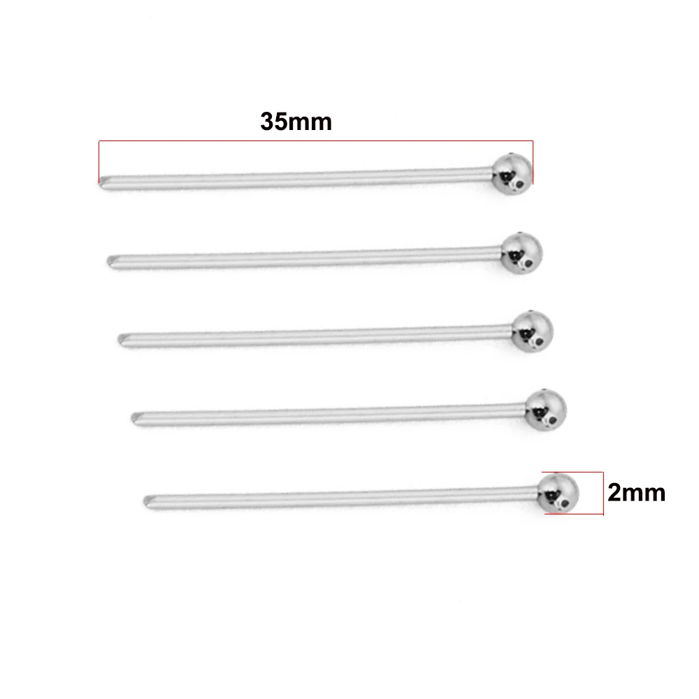 silver 0.6x2x35mm 100 шт., нержавеющая сталь, золото, серебро, тон 16, 18, 20, 25, 30, 35, 40, 50, 60, 70 мм, длина 2 мм, круглый шар для изготовления ювелирных изделий своими руками - Цвет: silver 0.6x2x35mm