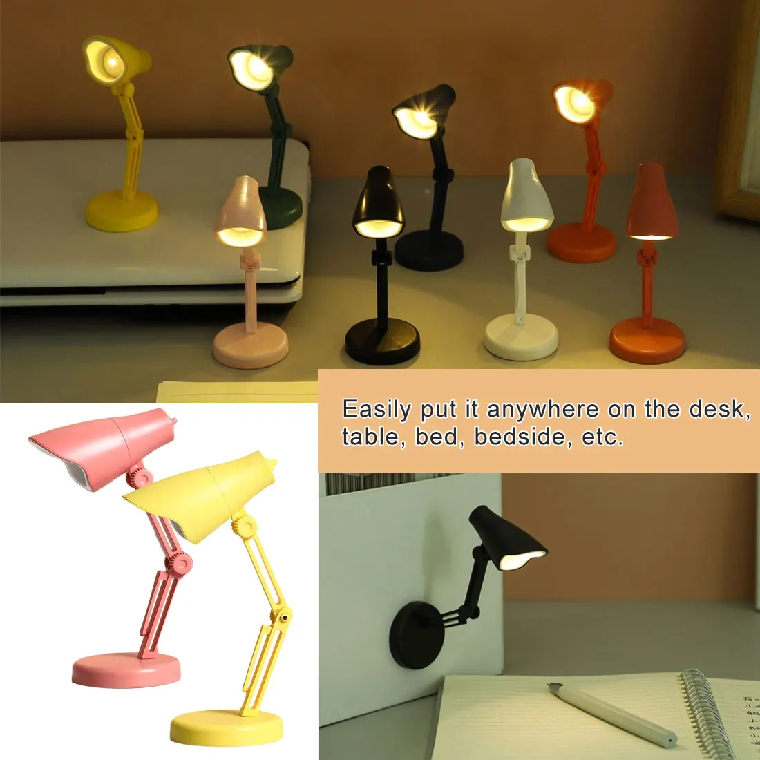 

Mini LED Flexible Goose-neck Clip Book Lamp Night Light Bedside Lamp Eye Protection Energy Saving Reading Lamp Kids Gift Light