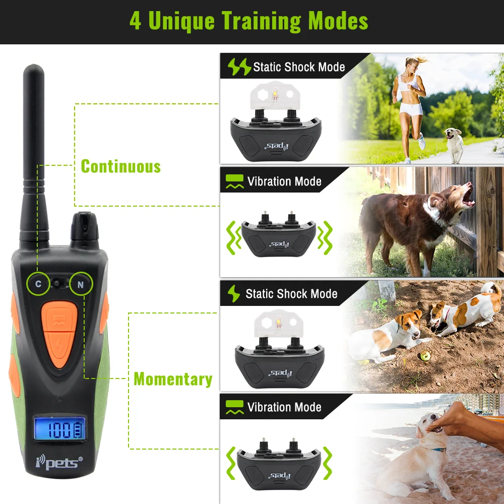 Перезаряжаемый водонепроницаемый ошейник для дрессировки собак Ipets 617 1 800 м лв с