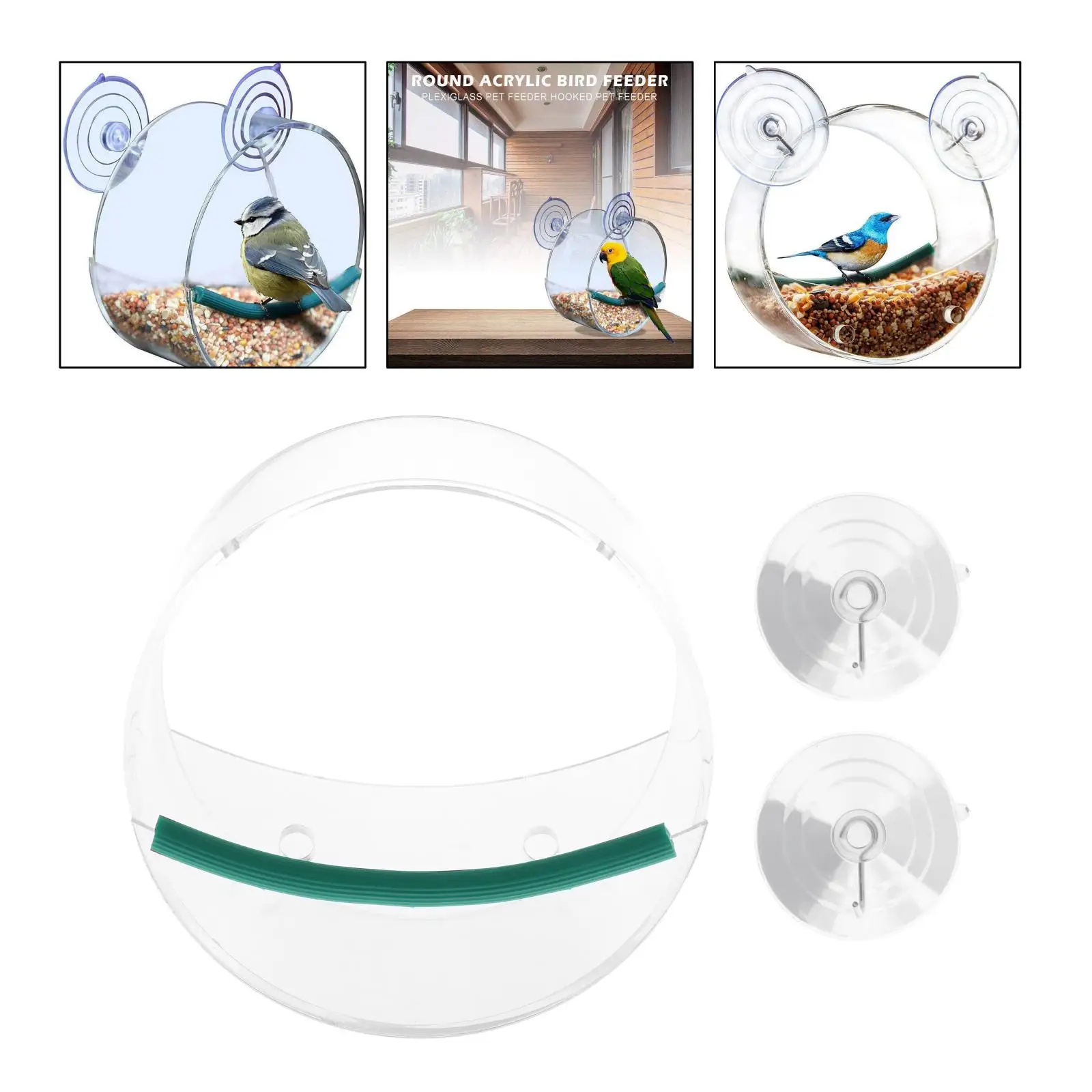 

Bird Feeder, Window Bird House Clear Acrylic w/ Removable Tray Easy to Clean