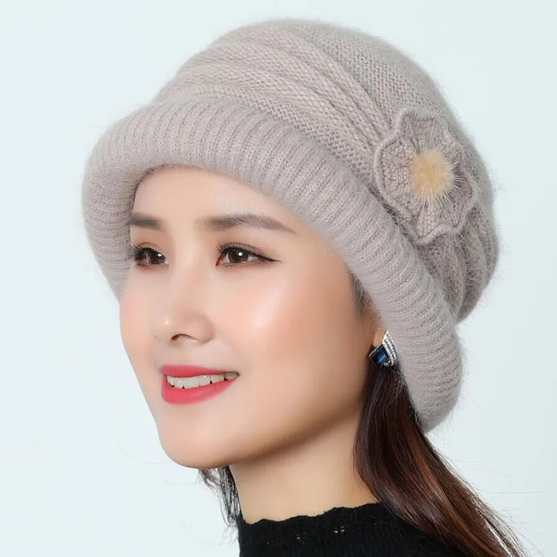SUOGRY Hat Beanie Женская осенне-зимняя теплая шапка Лыжная шапочка Женская лыжная вязаная шапка полосатый капот Femme меховая женская шапка