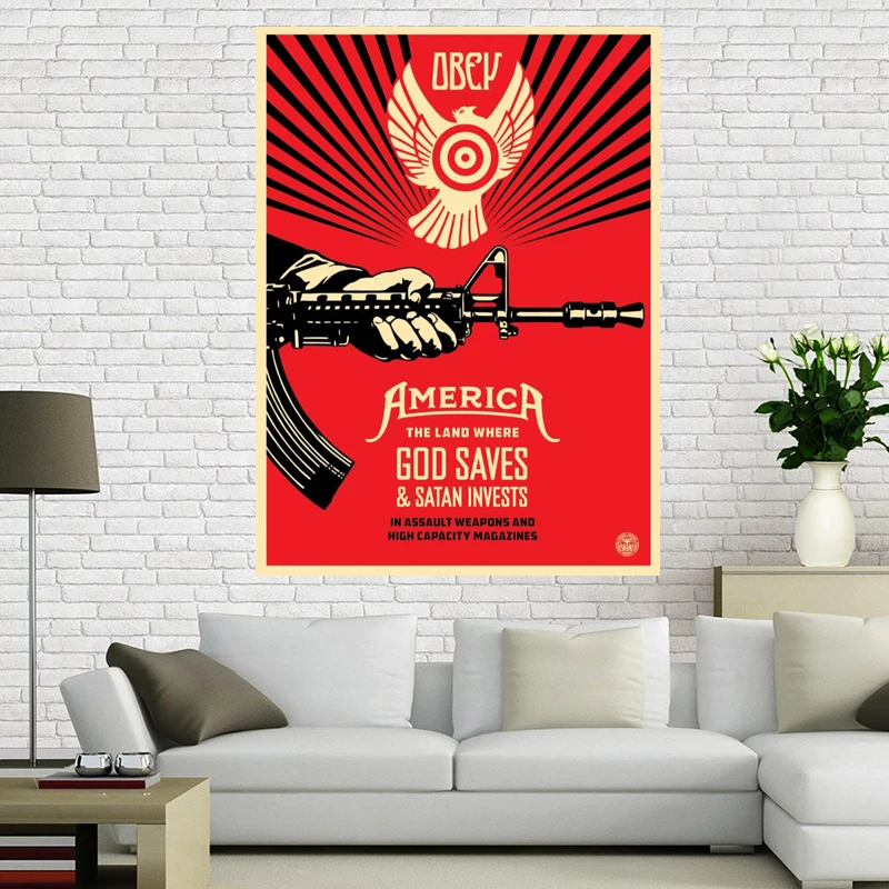 На заказ холст постер не военный художественный печать Shepard Fairey 90x60 см отделочная