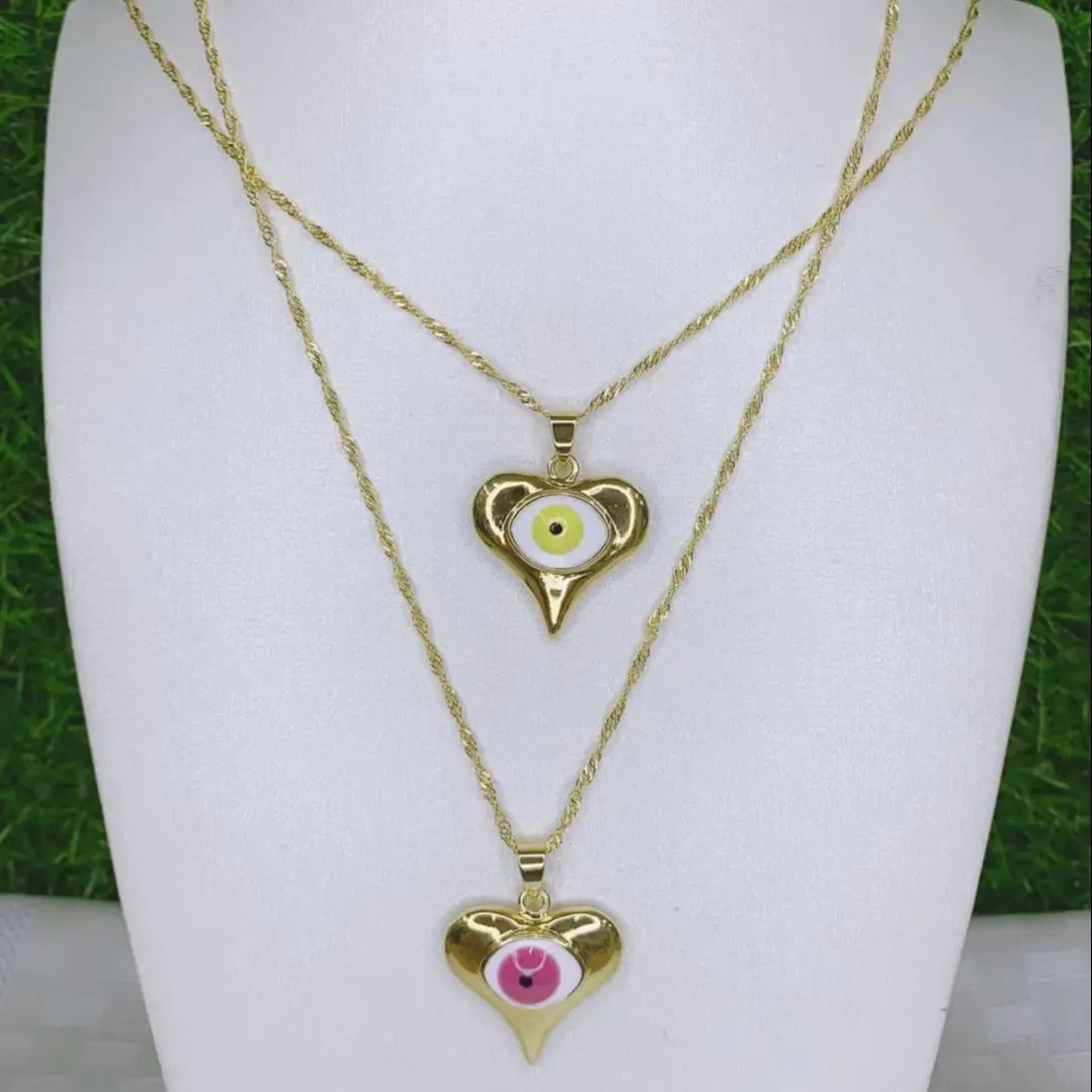 

5 шт., 2021 турецкое модное ожерелье с сердцем от сглаза ожерелье золотого цвета Очаровательное ожерелье-чокер для женщин ювелирные изделия в ...