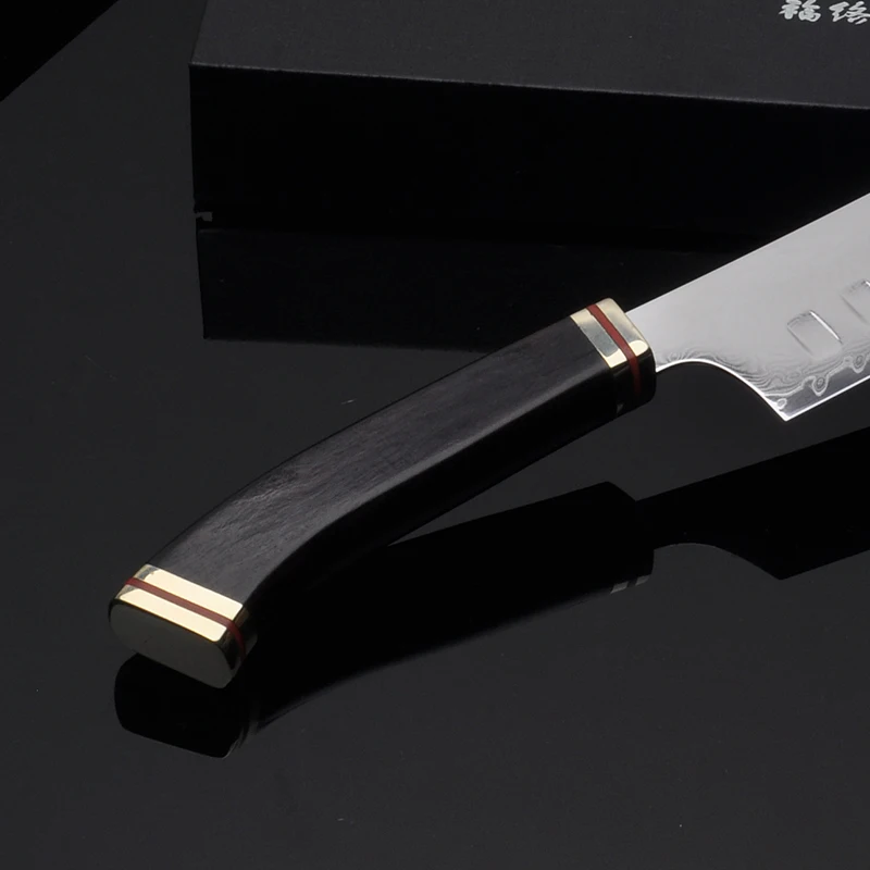 7 дюймов нож шеф-повара Santoku кухонный японский дамасский VG10 стальной нож с черной ручкой Gyuto Кливер рыбное филе разделочный кухонный нож 48