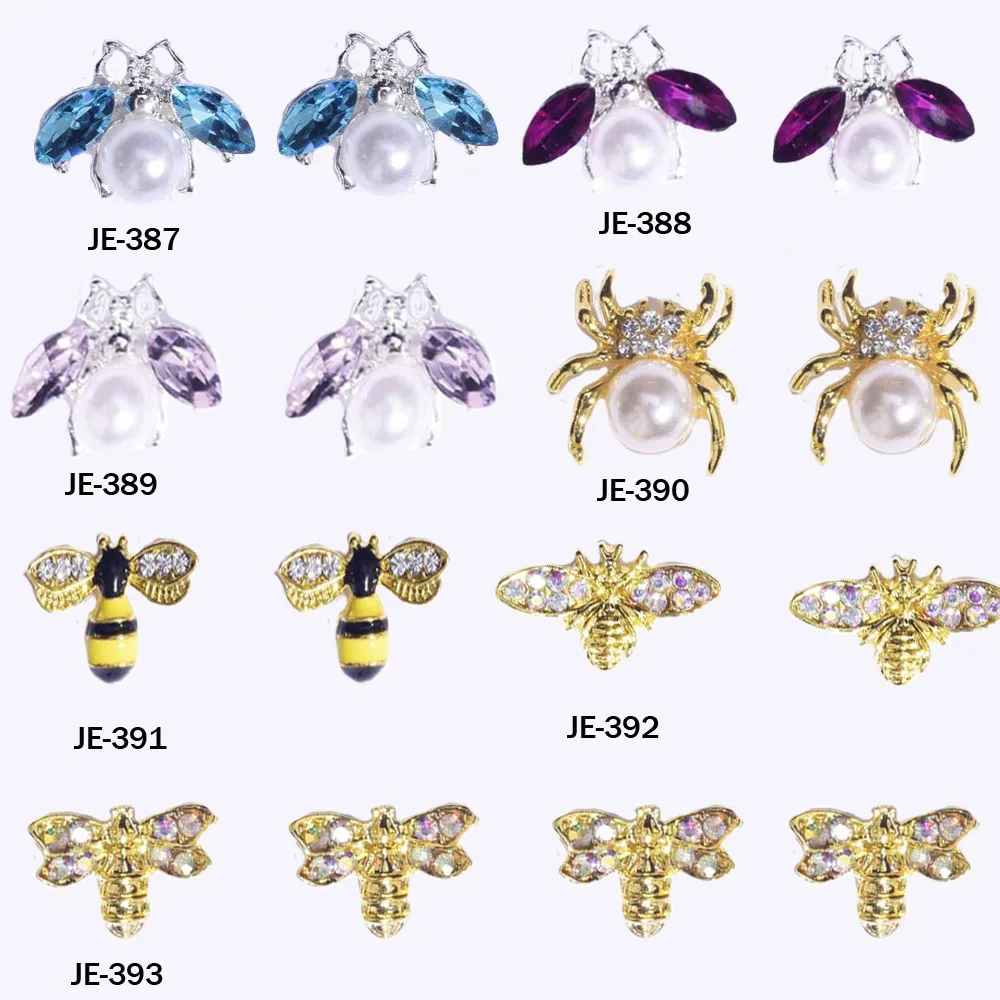 

10 шт., японский Кристалл 3D Подвески Золотая Пчела/паук 2021 украшения для дизайна ногтей ювелирные изделия с блестками Стразы сплав Шпильки дл...