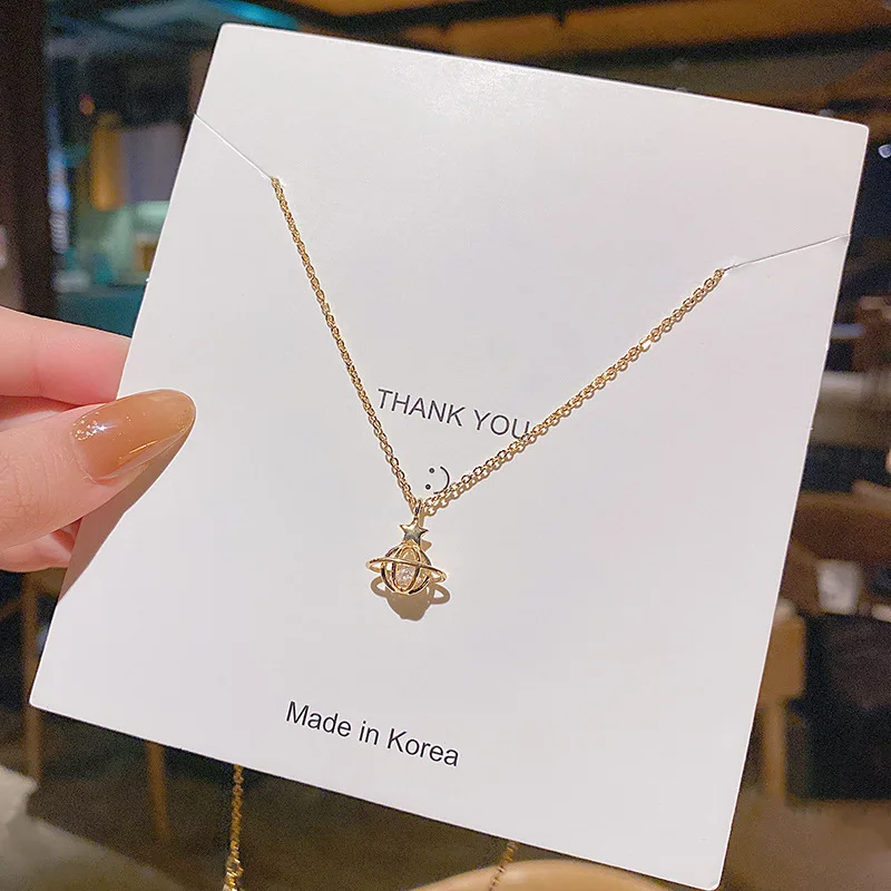 

SNCSDK 2020 trend Planet pendant Women's necklace female all-match temperament titanium steel clavicle chain fashion jewelry