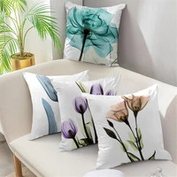 fuwatacchi watercolor printed cushion cover flower photo pillows covers polyester peachskin pillow case for home sofa decoration
