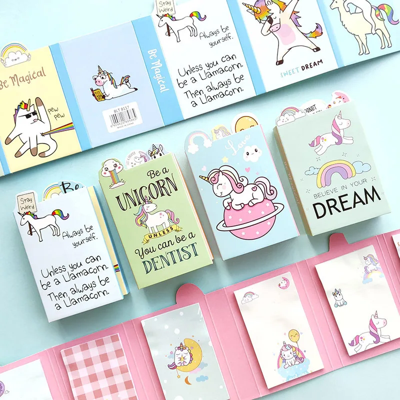 Милый Единорог для вечеринки 6 складных блокнотов записей стикеры подарков| |