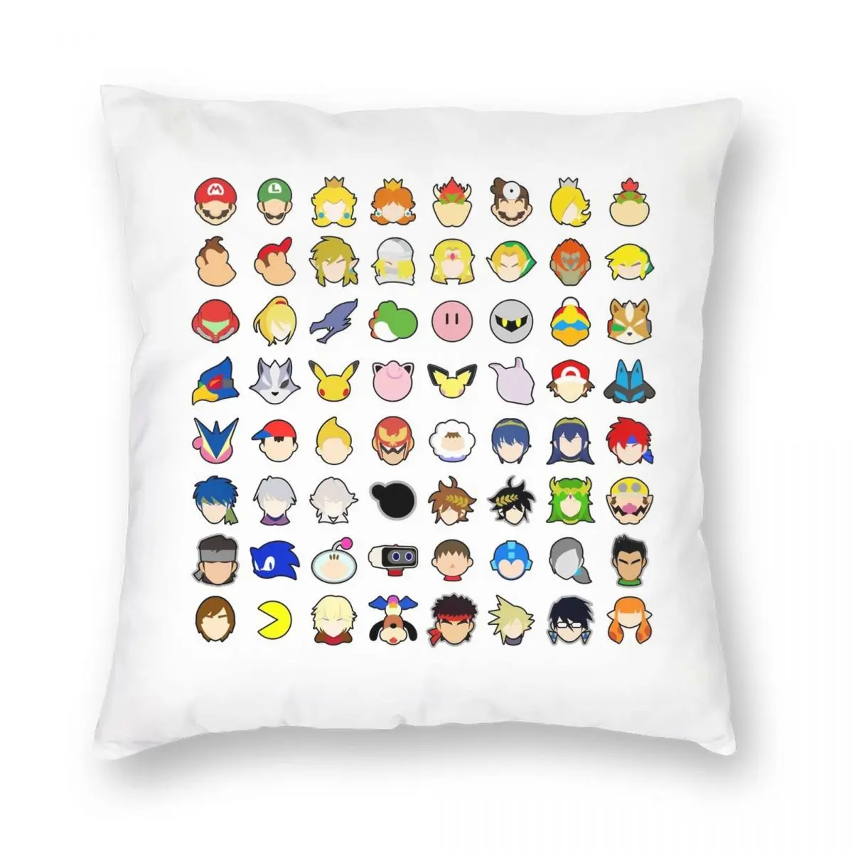 

Super Smash Bros Ultimate Stock Icons Pillowcase Polyester Linen Velvet Pattern Zip Decorative Pillow Case Room Cushion Case 18"