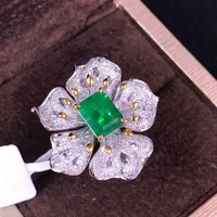 exquisite flower rings inlay green cubic zirconia charm golden bud design simplicity jewelry for women wedding anniversary gift